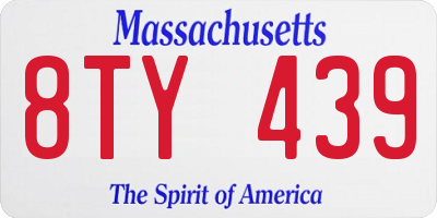 MA license plate 8TY439