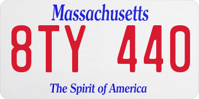 MA license plate 8TY440