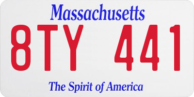 MA license plate 8TY441