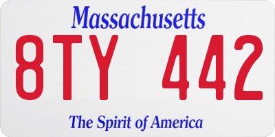 MA license plate 8TY442