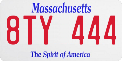 MA license plate 8TY444