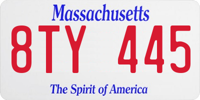 MA license plate 8TY445