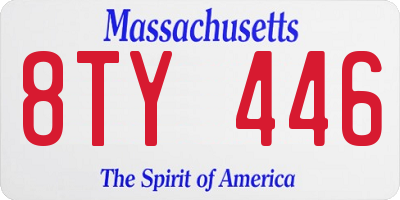 MA license plate 8TY446