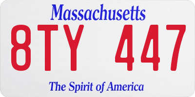 MA license plate 8TY447