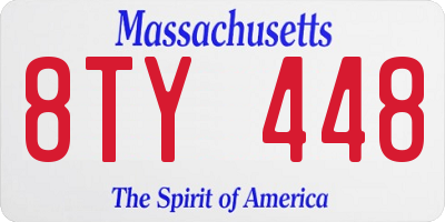 MA license plate 8TY448