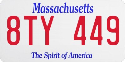 MA license plate 8TY449