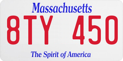 MA license plate 8TY450