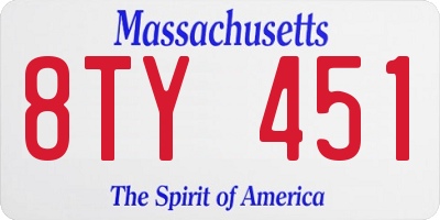 MA license plate 8TY451