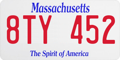 MA license plate 8TY452