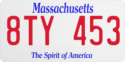 MA license plate 8TY453