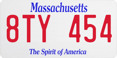 MA license plate 8TY454