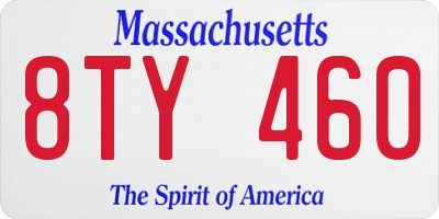 MA license plate 8TY460