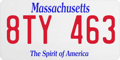 MA license plate 8TY463