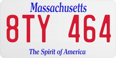 MA license plate 8TY464