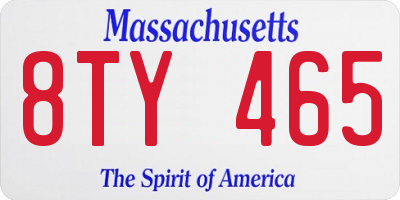 MA license plate 8TY465