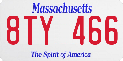 MA license plate 8TY466