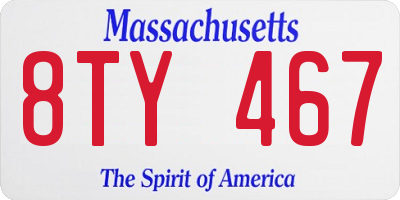 MA license plate 8TY467