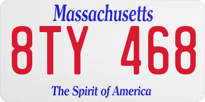 MA license plate 8TY468
