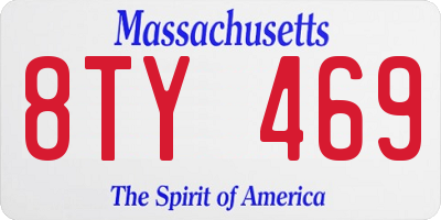 MA license plate 8TY469