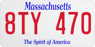 MA license plate 8TY470