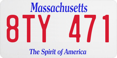 MA license plate 8TY471
