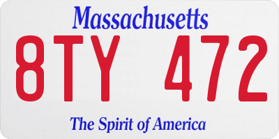 MA license plate 8TY472
