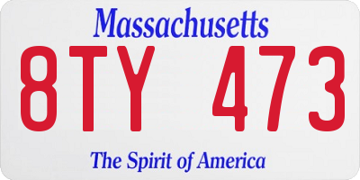 MA license plate 8TY473