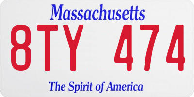 MA license plate 8TY474