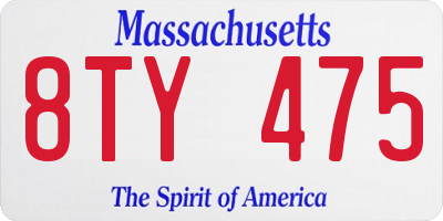 MA license plate 8TY475
