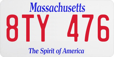 MA license plate 8TY476