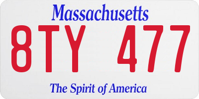 MA license plate 8TY477