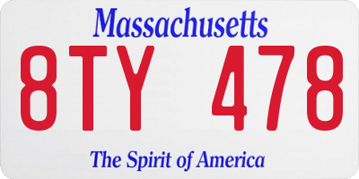 MA license plate 8TY478