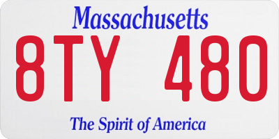 MA license plate 8TY480