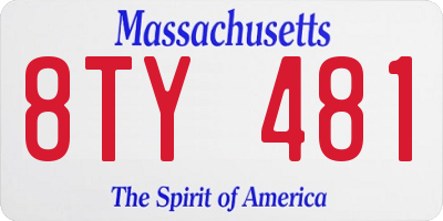 MA license plate 8TY481