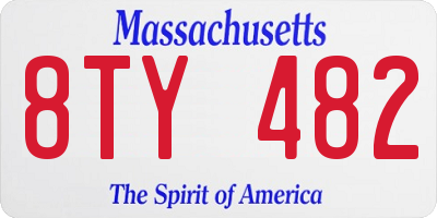 MA license plate 8TY482