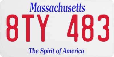 MA license plate 8TY483