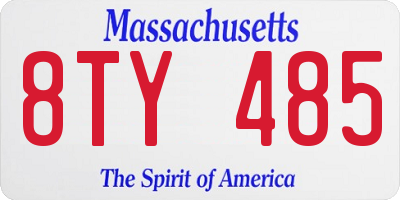 MA license plate 8TY485