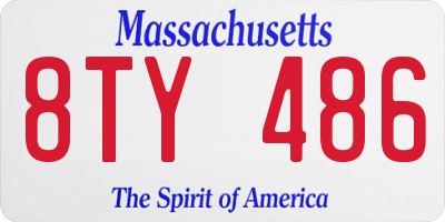 MA license plate 8TY486