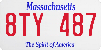 MA license plate 8TY487