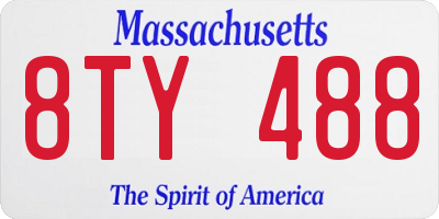 MA license plate 8TY488