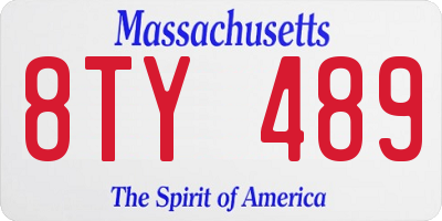 MA license plate 8TY489