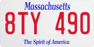 MA license plate 8TY490