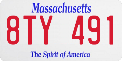 MA license plate 8TY491