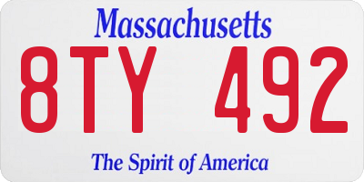 MA license plate 8TY492