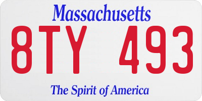 MA license plate 8TY493