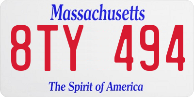 MA license plate 8TY494