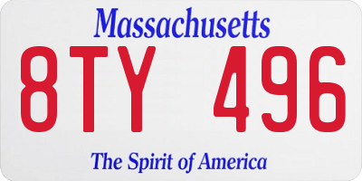 MA license plate 8TY496