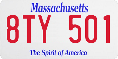 MA license plate 8TY501