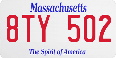 MA license plate 8TY502