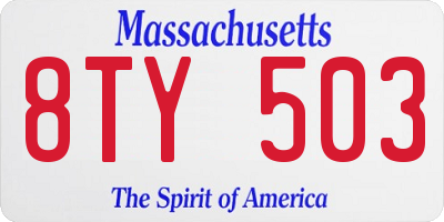 MA license plate 8TY503